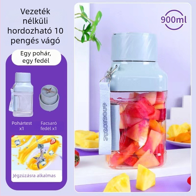 Hordozható gyümölcs- és zöldséglé készítő, 1000–1500 ml-es kapacitás, USB-töltés, jégdarabok őrlése