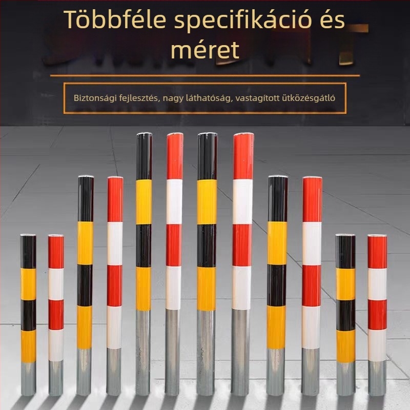 Galvánizált acélcsőből készült figyelmeztető oszlop reflexiós fóliával, nagy láthatósággal