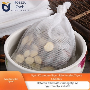100 db nemszőtt anyagból készült húzózsinóros egyszer használatos teafilter tasak, 16×21 cm, szűrő tasak gyógynövény-főzetek és levesek számára