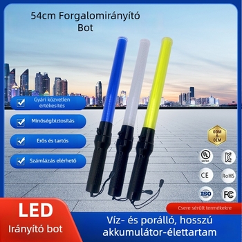 54 cm-es LED forgalomirányító pálca villogó fénnyel, újratölthető kézi vészhelyzeti lámpa