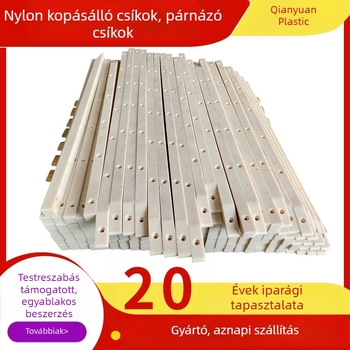 MC Nylon vezető sín kopásálló szalagokkal, perforált párnázó elemekkel, védő- és ütközésvédő szalagokkal, korlátozó, négyszögletes és hosszú szalagok
