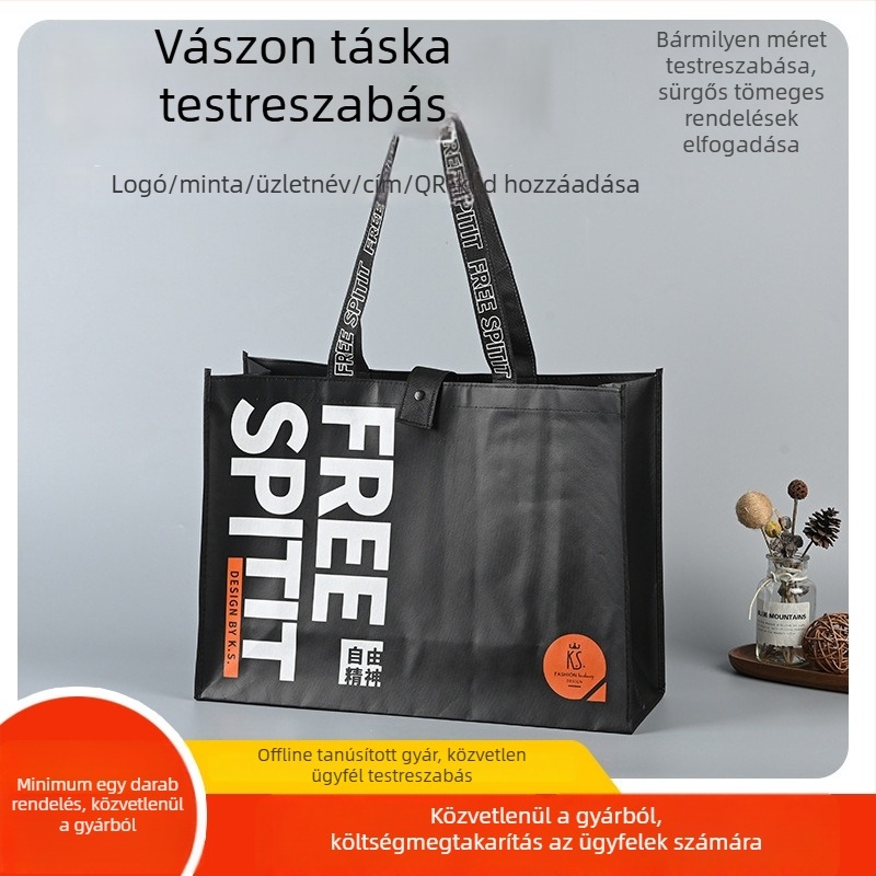 Laminált 3D nem szőtt anyagból készült ajándéktáska, hordozható ruházati bevásárló táska, testre szabható és összecsukható
