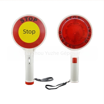 Újratölthető kézi STOP tábla LED figyelmeztető fénnyel és forgalomirányító bottal