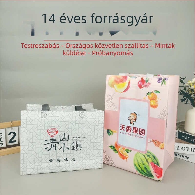 Személyre szabott csomagoló tasakok ételszállításhoz, hőszigetelt nem szőtt anyagból készült táskák, kézi fogantyúval, raktáron