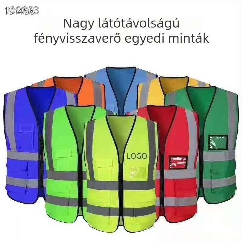 Fényvisszaverő mellény cipzárral és több zsebbel – építkezésekhez, szanitációs dolgozóknak és közúti biztonságnak