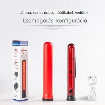 Kényelmes, hordozható újratölthető LED-strob bot tisztasági járőrök számára, mágneses nyíl-indikátorral és kettős villogó jelzővel