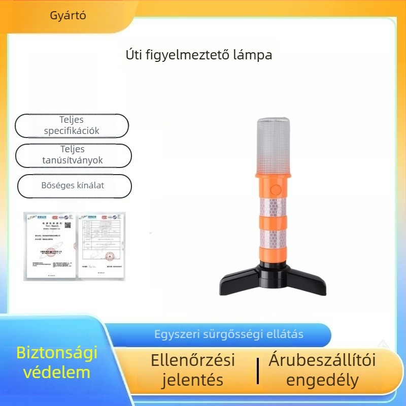 LED autó biztonsági figyelmeztető lámpa erős mágneses tartóval – vészvillanó és forgalomirányító bot
