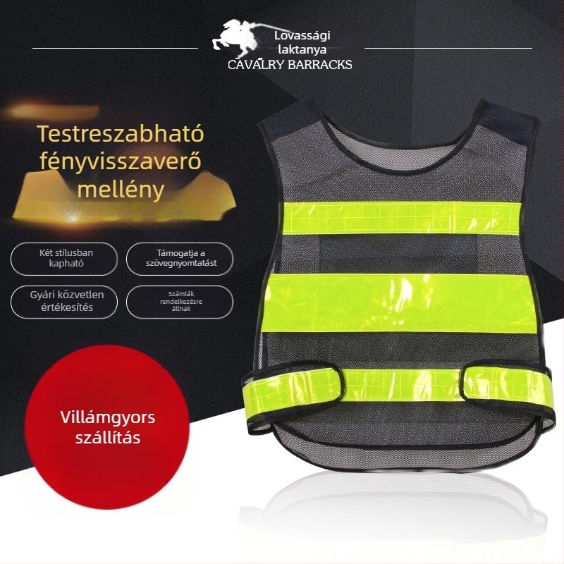Nyomtatható reflexiós biztonsági mellény több zsebbel kerékpározáshoz és építkezéshez