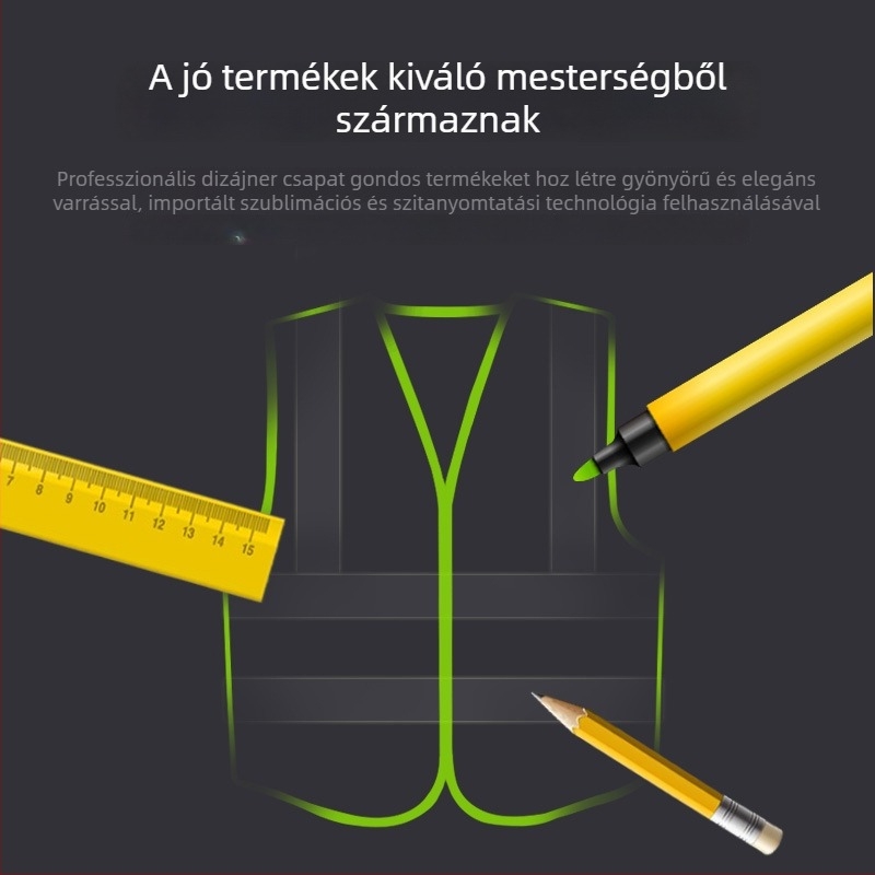 Nyomtatható reflexiós biztonsági mellény több zsebbel kerékpározáshoz és építkezéshez