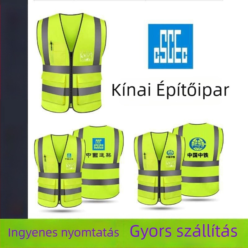 Reflektív biztonsági mellény több zsebbel köztisztasági dolgozók számára