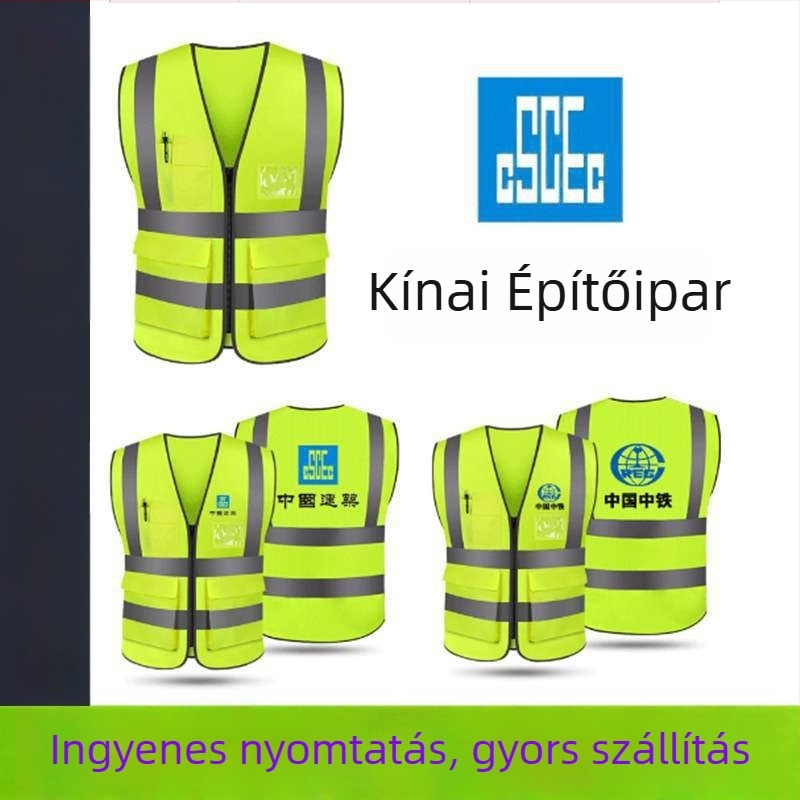 Reflektív biztonsági mellény több zsebbel köztisztasági dolgozók számára