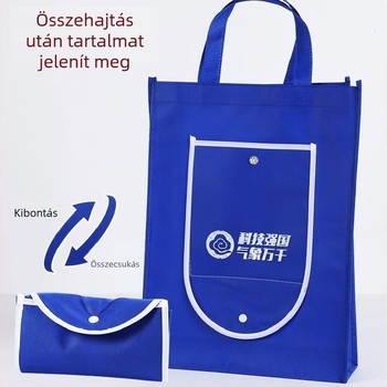 Személyre szabott nemszőtt bevásárló táska, összehajtható, logóval