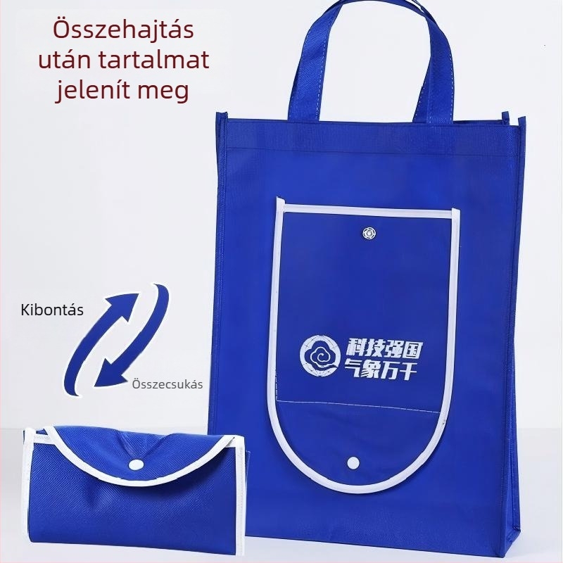 Személyre szabott nemszőtt bevásárló táska, összehajtható, logóval