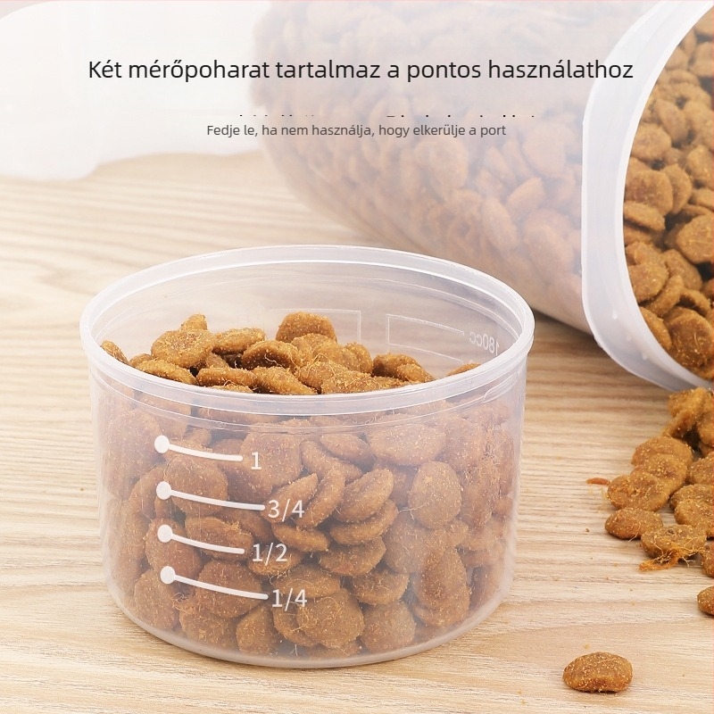 Macska- és kutyaeledel tárolóedény, légmentesen záródó, nedvességálló