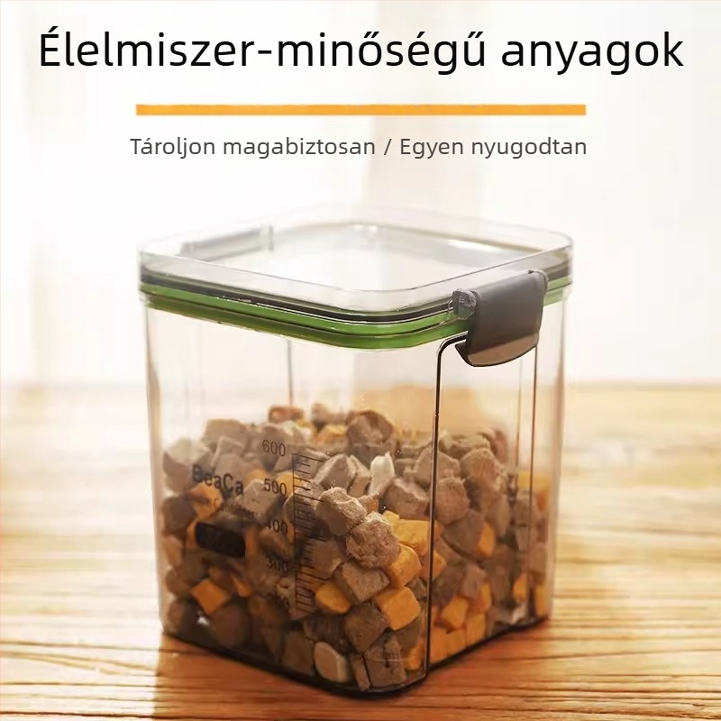 Macska- és kutyaeledel tároló vákuumzáródó fedéllel