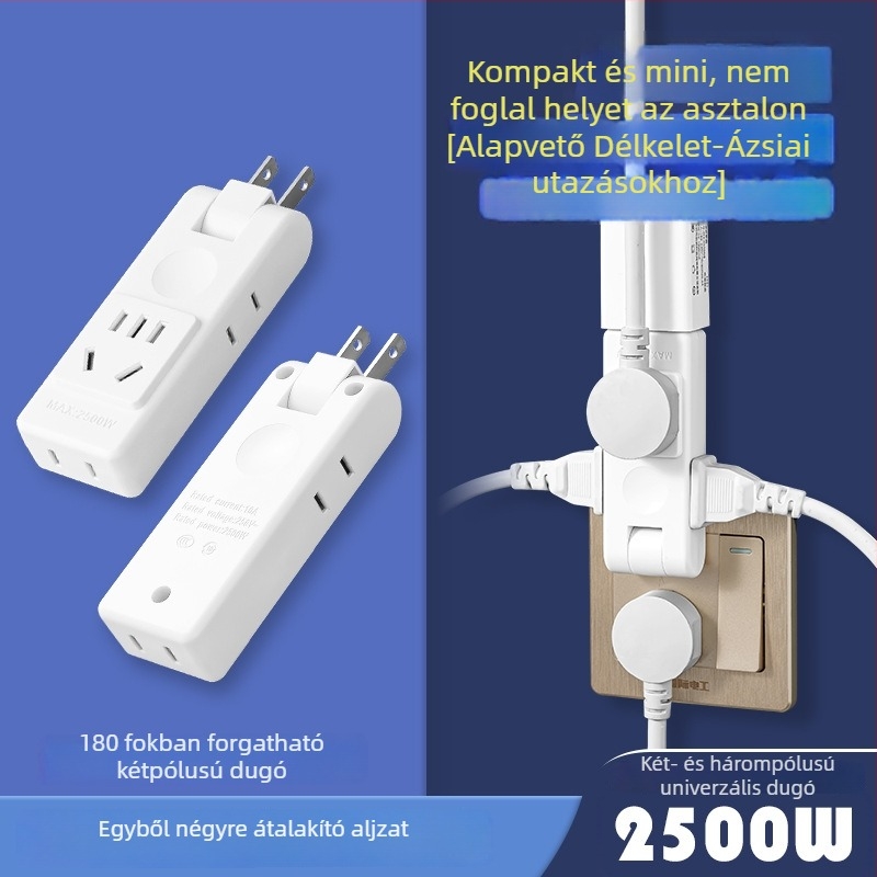 Okos falra szerelhető konnektor több aljzattal, utazási átalakító, Délkelet-ázsiai használatra, 10A, 220-250V, CCC tanúsítvány