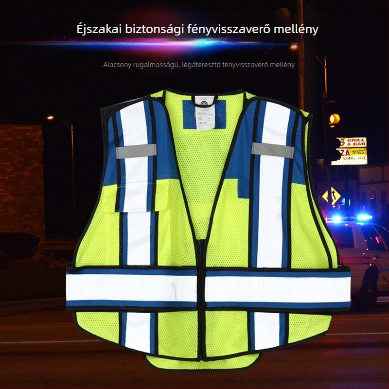 Fluoreszkáló fényvisszaverő biztonsági mellény raktárak és építkezések számára, egyedi nyomtatással