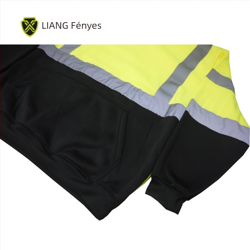 Dazzling fényvisszaverős fleece pulóver zsebekkel, meleg bélelt munkaruha, sportos casual ruházat