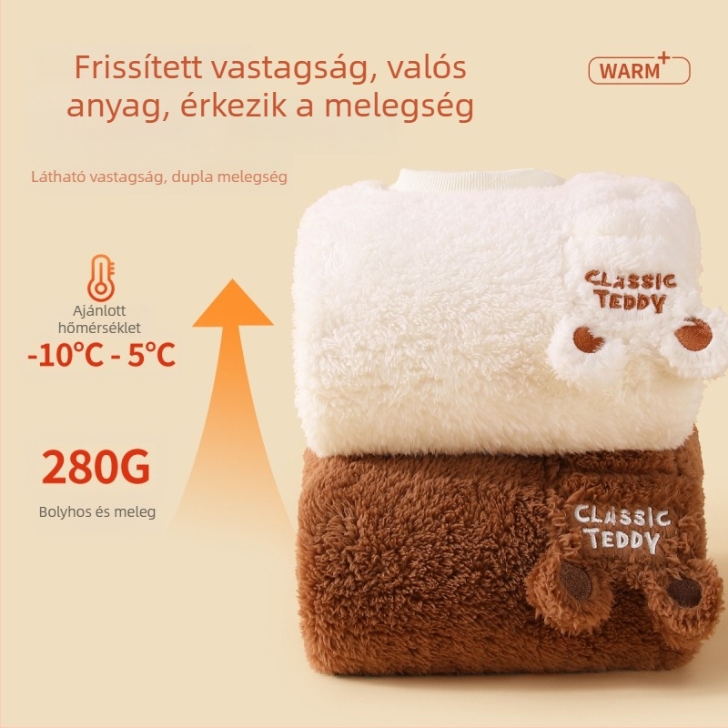 Classic Teddy gyerekek otthoni ruházati szett, vastag fleece pulóver télre