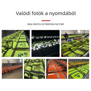 Építőipari fényvisszaverő biztonsági mellény, légáteresztő, fluoreszkáló