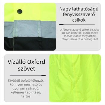 Személyre szabott Oxford anyagú közúti forgalomért felelős egyenruha: fényvisszaverő elemekkel — fényvisszaverő kabát/mellény építési területen