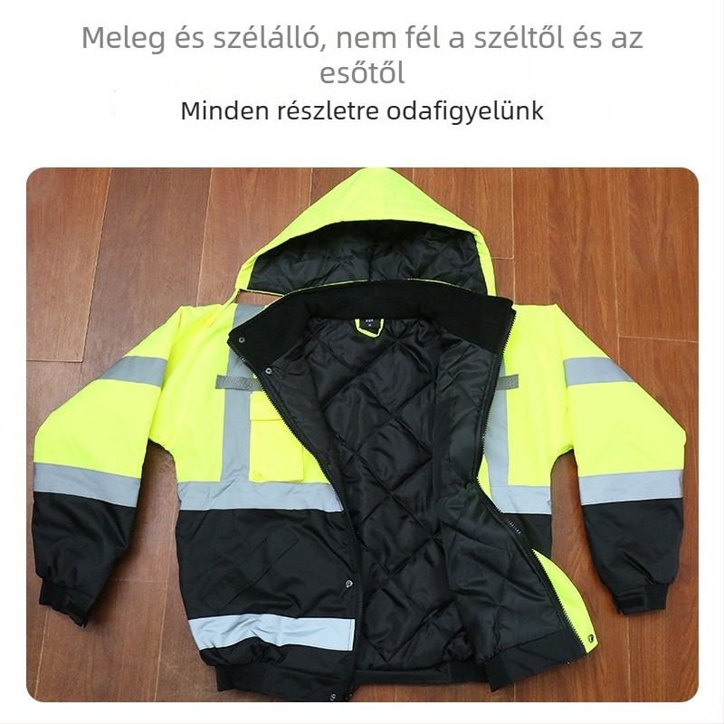 Személyre szabott Oxford anyagú közúti forgalomért felelős egyenruha: fényvisszaverő elemekkel — fényvisszaverő kabát/mellény építési területen