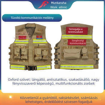 Tűzoltó mellény lángálló, szakadásálló, antistatikus, több zsebbel és fényvisszaverő elemekkel vészhelyzeti kommunikációhoz