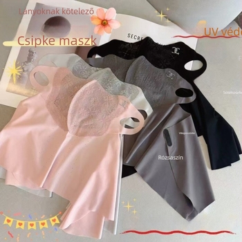 Csipkés nyakvédő maszk napvédő, lélegző maszk szabadtéri kerékpárhoz, ice-silk anyag