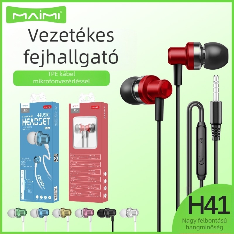 Mai Mi H41 vezetékes fülhallgató, in-ear, 3.5 mm, Android, mikrofon, játékhoz, kiváló hangzás