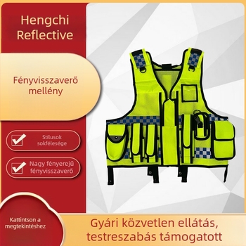 Többfunkciós fényvisszaverő mellény közlekedési járőrhöz és mentéshez, állítható