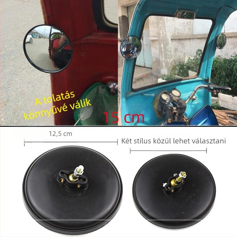 Háromkerekű motorkerékpár visszapillantó készlet, körkörös konvex tükrök (kicsi és nagy méretben)