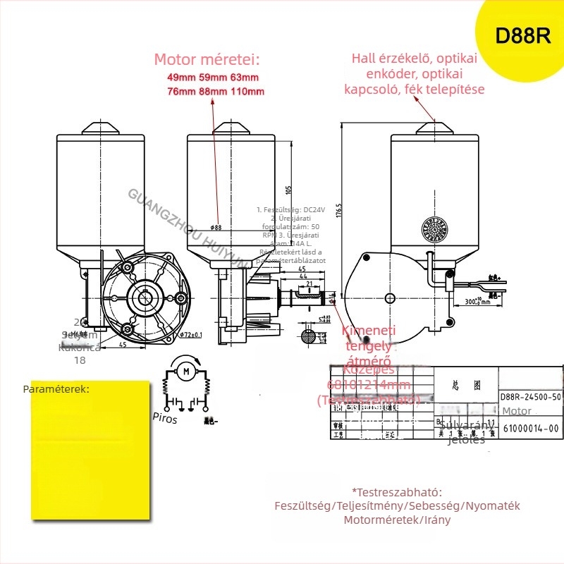 Gyárilag testreszabott nagyteljesítményű, nagy nyomatékú 30 Nm-es reduktoros motor enkóderrel, 500 W állandó mágneses DC motor