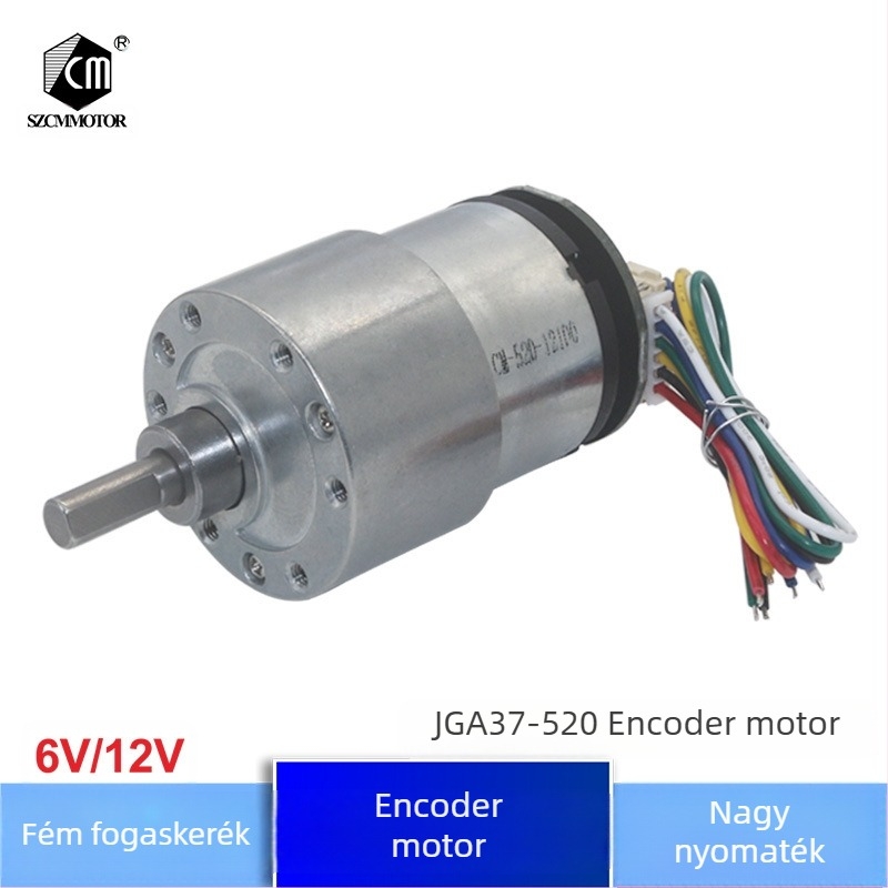 JGB37-520 DC fogaskerekes motor Hall-enkóderrel, önkiegyensúlyozó kocsi sebességméréssel
