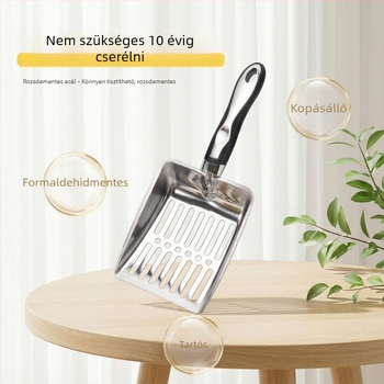 Nagy méretű rozsdamentes acél macskaalomkanál hálós szitolóval bentonitos tofu homokhoz
