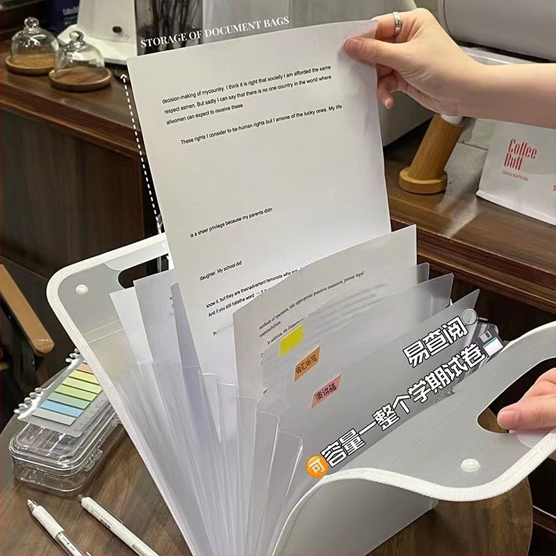 Ins-stílusú vertikális A4-es dokumentummappa, tesztlapok tárolására szolgáló táska és akordionos irattartó