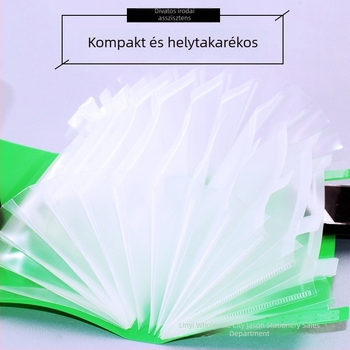 A5-ös rugalmas akordeon mappa, műanyag, 12 rekesz, színes pántokkal