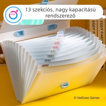 Deli DZ601 13 rekeszes horizontális akordeon irattartó diák dolgozataihoz, A4 méret, műanyag