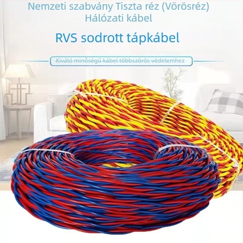 Tiszta réz virágvezeték ZRRVS2 maggal, 0,75, 1,0, 1,5, 2,5, tűzálló kettős összefonódó vezeték a lámpához, háztartási használatra