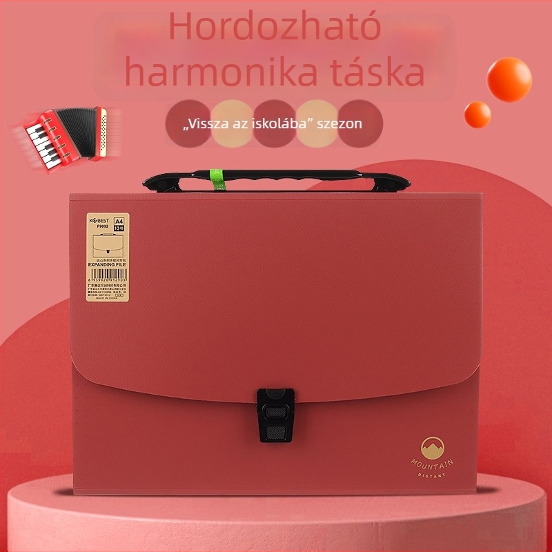 KOBEST Kangbai A4 méretű hordozható iratrendező, 13 rekeszű, akordeon stílusú