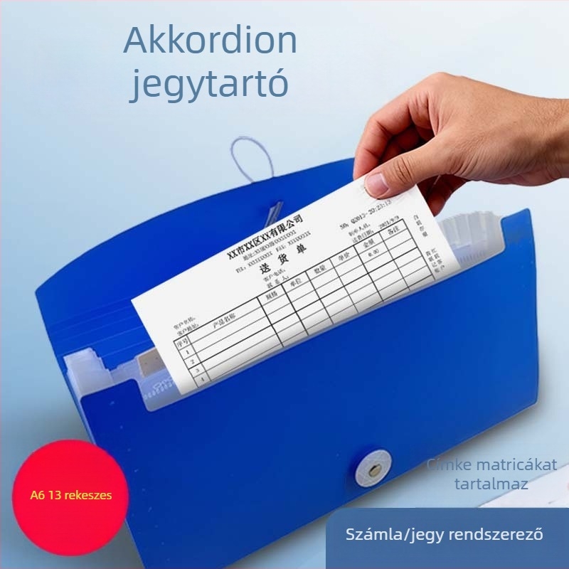 13 rekeszes dokumentumtároló, akkordeon-stílusú ÁFA számlákhoz