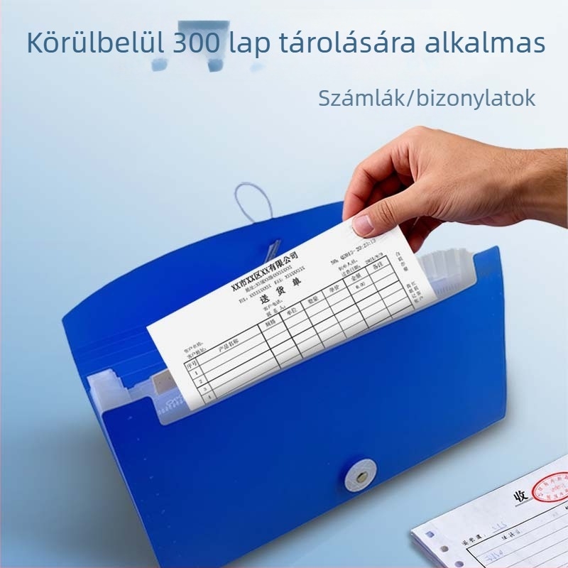 13 rekeszes dokumentumtároló, akkordeon-stílusú ÁFA számlákhoz
