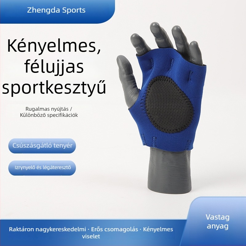 Légáteresztő kerékpáros kesztyű félujjú tenyérvédővel