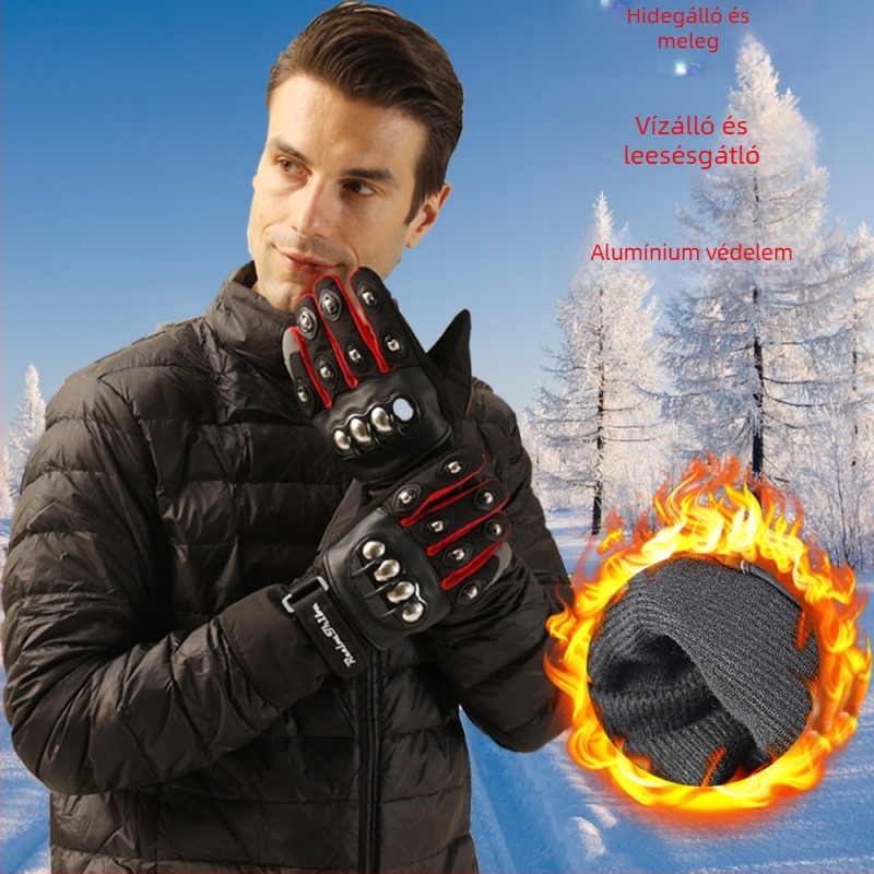 REALM TRIBE Unisex polár fleece kesztyű motorozáshoz, kerékpározáshoz és síeléshez – meleg, szélálló, vízálló, vastagított, érintőképernyő-kompatibilis