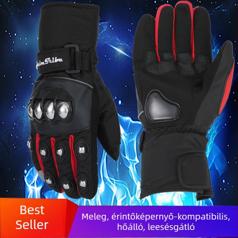REALM TRIBE Unisex polár fleece kesztyű motorozáshoz, kerékpározáshoz és síeléshez – meleg, szélálló, vízálló, vastagított, érintőképernyő-kompatibilis