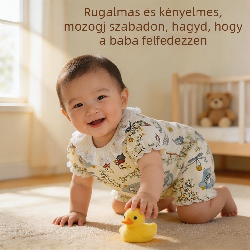 Lányok nyári 100% pamutból készült rövidujjú felső és rövidnadrágos szett Peter Rabbit csipkés szegéllyel, lélegző és kényelmes otthoni és szabadtéri viselésre