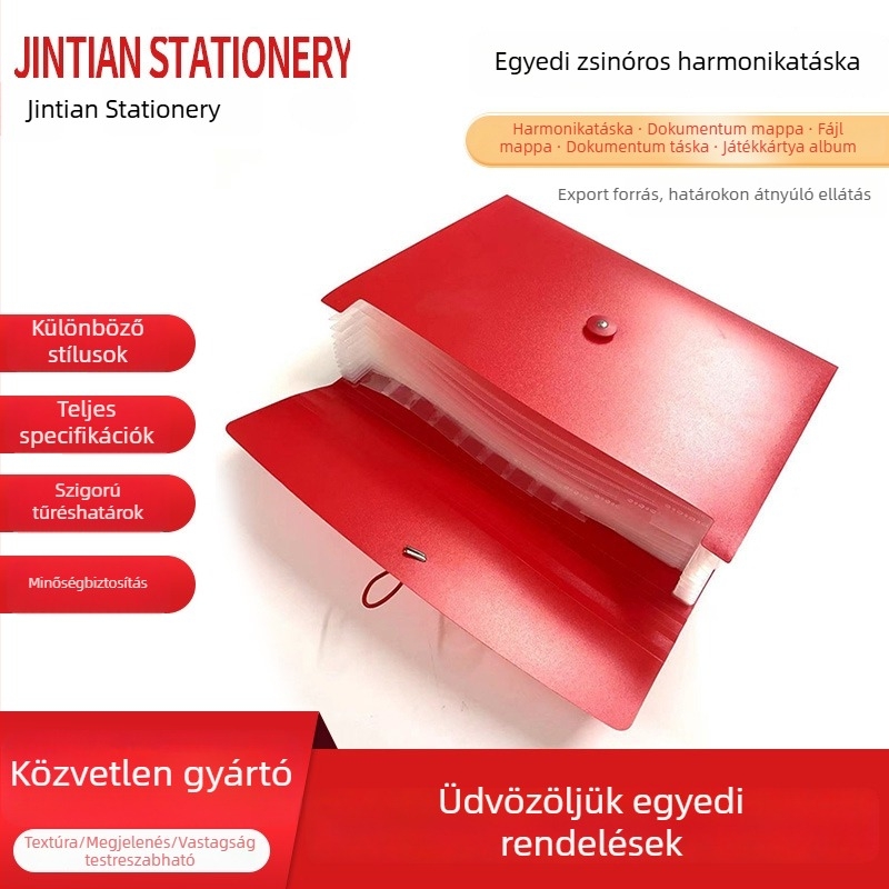 Diáknak készült többrétegű irattartó fűzővel, akordeon-stílusú, A4 méret, hordozható dokumentumtároló