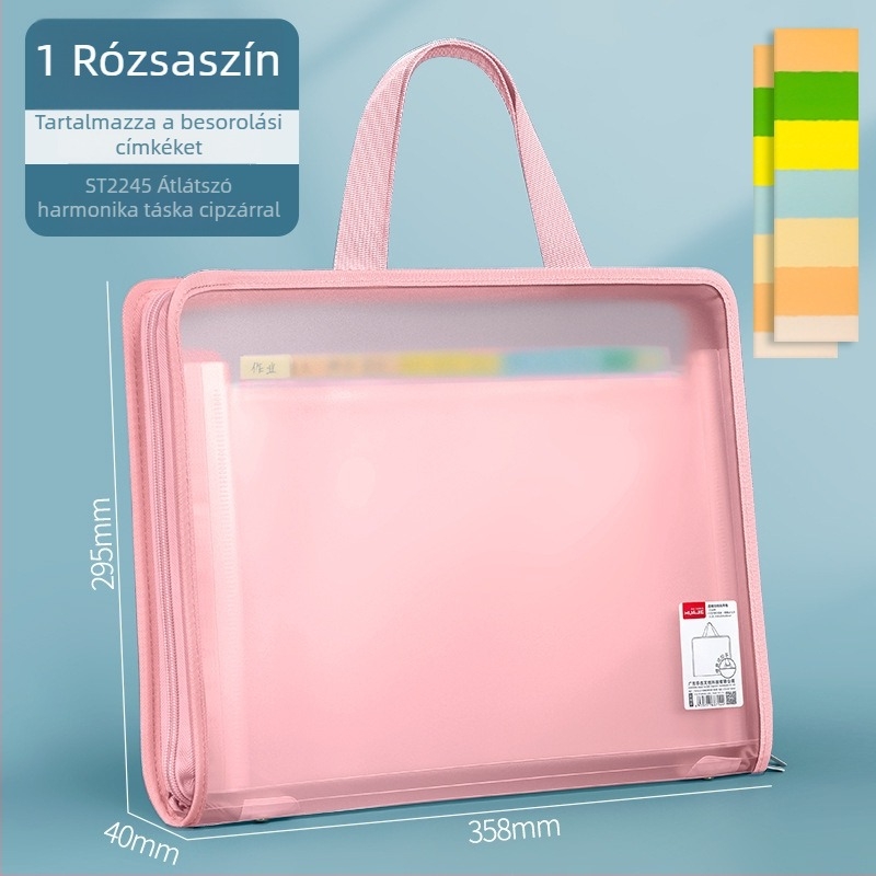 Akordeon-dokumentum szervező 13 rekeszessel, hordozható iratok és vizsgadolgozatok tárolója