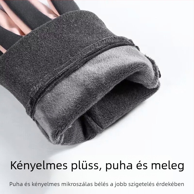 Téli kerékpáros kesztyű, fleece-tel bélelt, vízálló szilikon, csúszásmentes és kopásálló, uniszex, kültéri sportokra