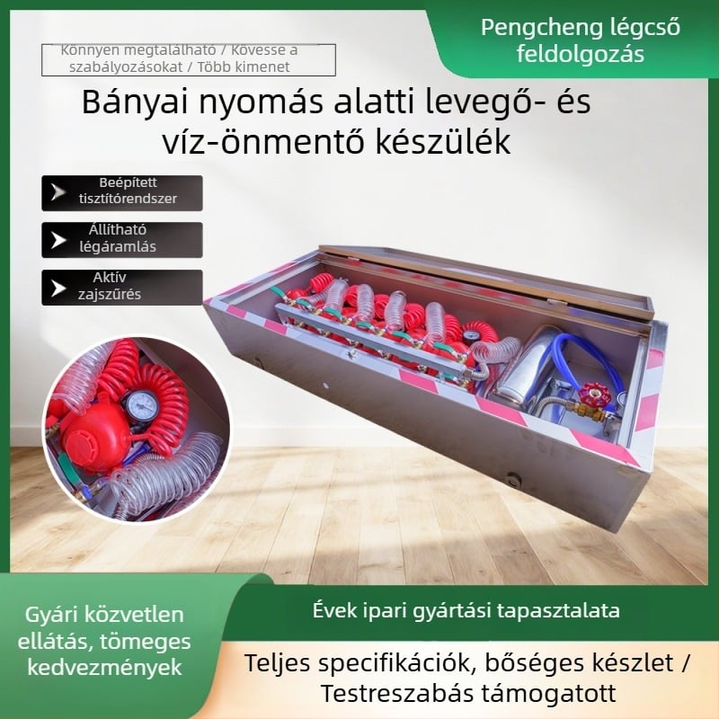 Bányászati nyomásos levegővel működő önmentő készülék, katasztróvédelmi és vízellátási funkciókkal, többfunkciós bányamérnöki berendezés