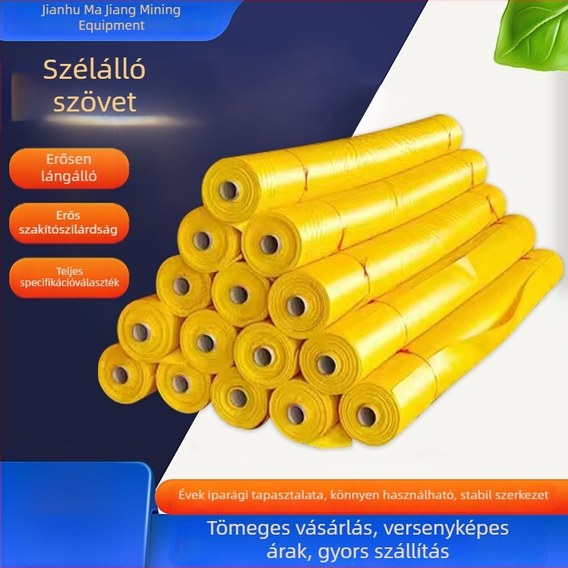 Bányászati alagút levegőcső szövet, pozitív nyomású, PVC bevonat, cipzáras, lángálló
